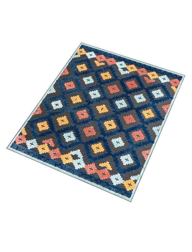 Charcoal 6' x 9' Belize Outdoor Rectangle Area Rug Weather Resistant for Patio, Deck, Terrace, Balcony, Porch 100% Polypropylene Colorful Fun Coastal Modern Carpet for Outside for Sale at Rug Engine