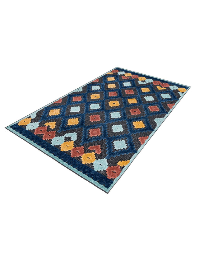 Charcoal 5' 3 x 8' Belize Outdoor Rectangle Area Rug Weather Resistant for Patio, Deck, Terrace, Balcony, Porch 100% Polypropylene Colorful Fun Coastal Modern Carpet for Outside for Sale at Rug Engine