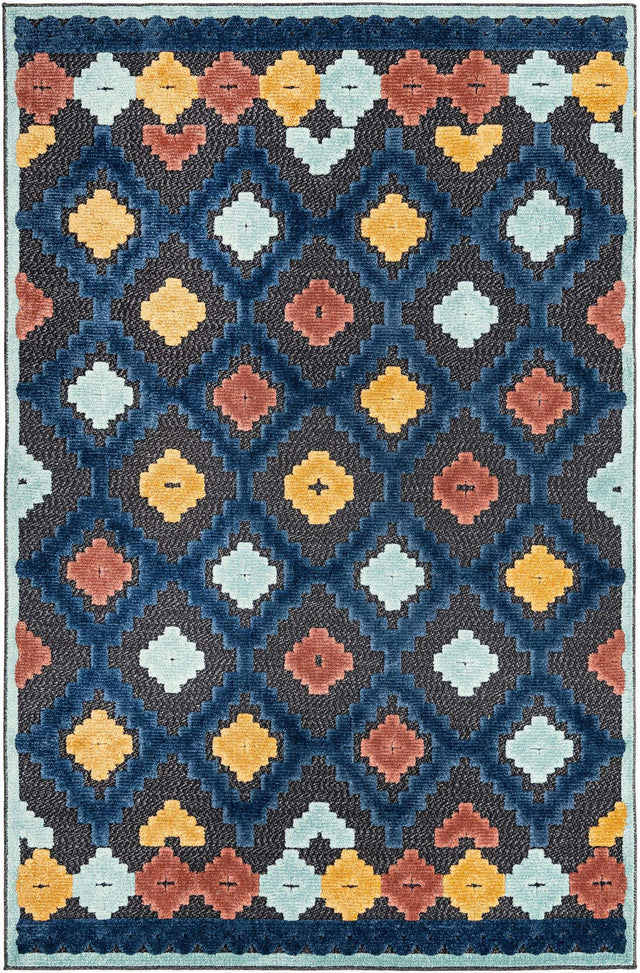 Charcoal 5' 3 x 8' Belize Outdoor Rectangle Area Rug Weather Resistant for Patio, Deck, Terrace, Balcony, Porch 100% Polypropylene Colorful Fun Coastal Modern Carpet for Outside for Sale at Rug Engine