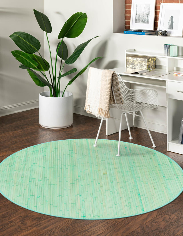 Aqua 3' 3 x 3' 3 Bamboo Round Area Rug 100% Natural Bamboo Eco-Friendly Affordable & Durable Unique Carpet Mat Living Dining Room Bedroom Office Meditation Room for Sale at Rug Engine