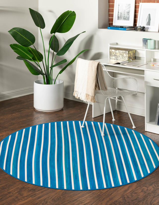 Blue White 3' 3 x 3' 3 Bamboo Round Area Rug 100% Natural Bamboo Eco-Friendly Affordable & Durable Unique Carpet Mat Living Dining Room Bedroom Office Meditation Room for Sale at Rug Engine