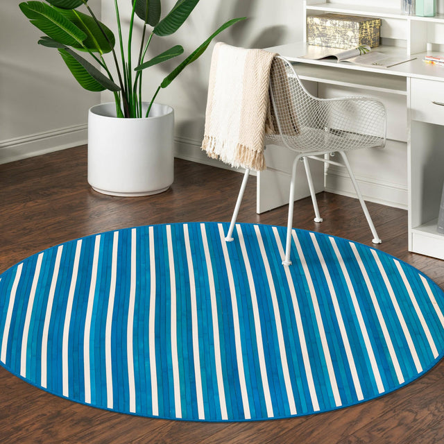 Blue White 7' x 7' Bamboo Round Area Rug 100% Natural Bamboo Eco-Friendly Affordable & Durable Unique Carpet Mat Living Dining Room Bedroom Office Meditation Room for Sale at Rug Engine