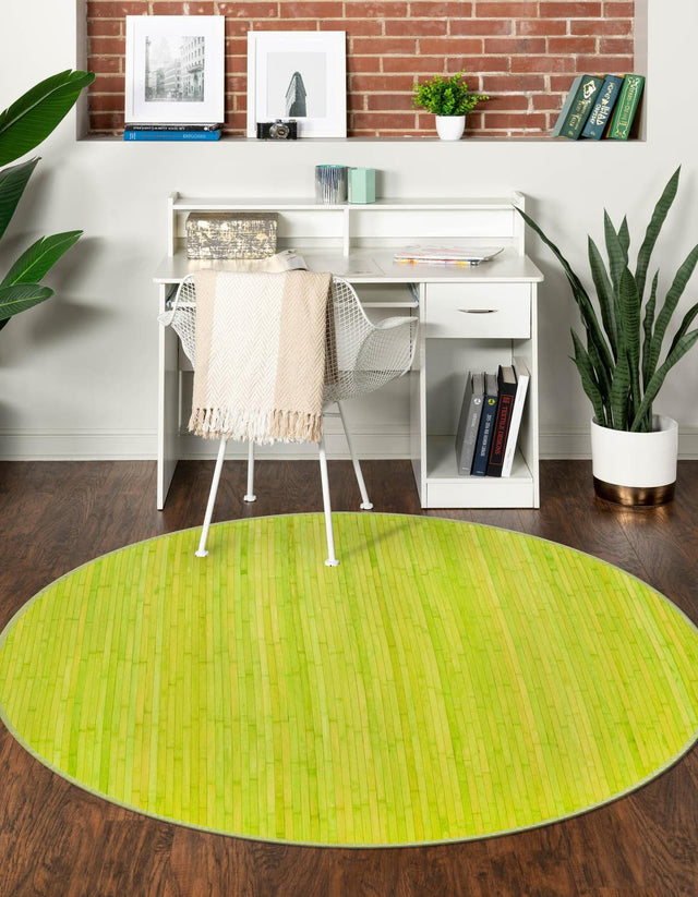 Green 7' x 7' Bamboo Round Area Rug 100% Natural Bamboo Eco-Friendly Affordable & Durable Unique Carpet Mat Living Dining Room Bedroom Office Meditation Room for Sale at Rug Engine