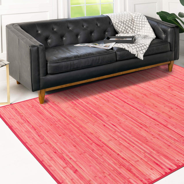 Pink 7' 10 x 10' Bamboo Rectangle Area Rug 100% Natural Bamboo Eco-Friendly Affordable & Durable Unique Carpet Mat Living Dining Room Bedroom Office Meditation Room for Sale at Rug Engine