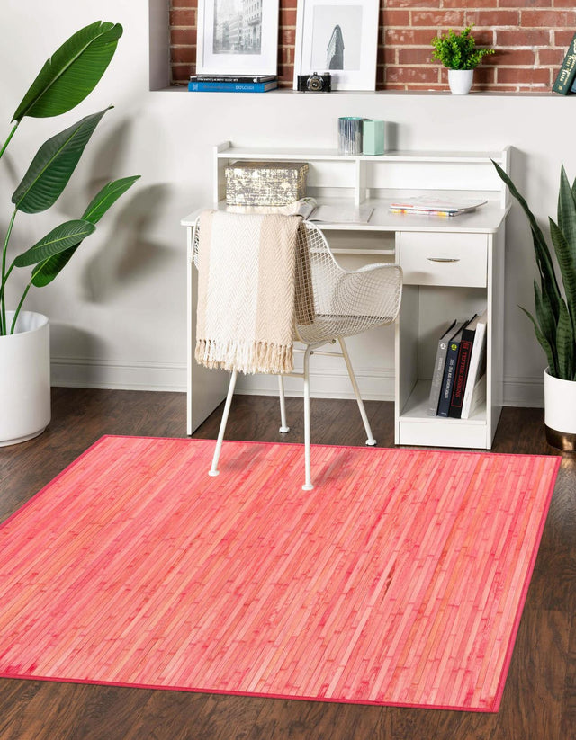 Pink 7' 10 x 7' 10 Bamboo Square Area Rug 100% Natural Bamboo Eco-Friendly Affordable & Durable Unique Carpet Mat Living Dining Room Bedroom Office Meditation Room for Sale at Rug Engine