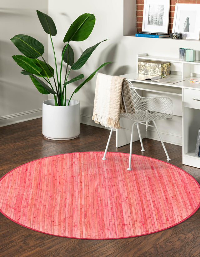 Pink 3' 3 x 3' 3 Bamboo Round Area Rug 100% Natural Bamboo Eco-Friendly Affordable & Durable Unique Carpet Mat Living Dining Room Bedroom Office Meditation Room for Sale at Rug Engine