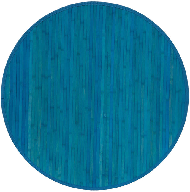 Blue 3' 3 x 3' 3 Bamboo Round Area Rug 100% Natural Bamboo Eco-Friendly Affordable & Durable Unique Carpet Mat Living Dining Room Bedroom Office Meditation Room for Sale at Rug Engine
