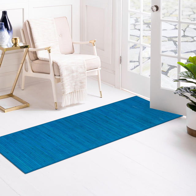 Blue 2' x 6' Bamboo Runner Area Rug 100% Natural Bamboo Eco-Friendly Affordable & Durable Unique Carpet Mat Living Dining Room Bedroom Office Meditation Room for Sale at Rug Engine