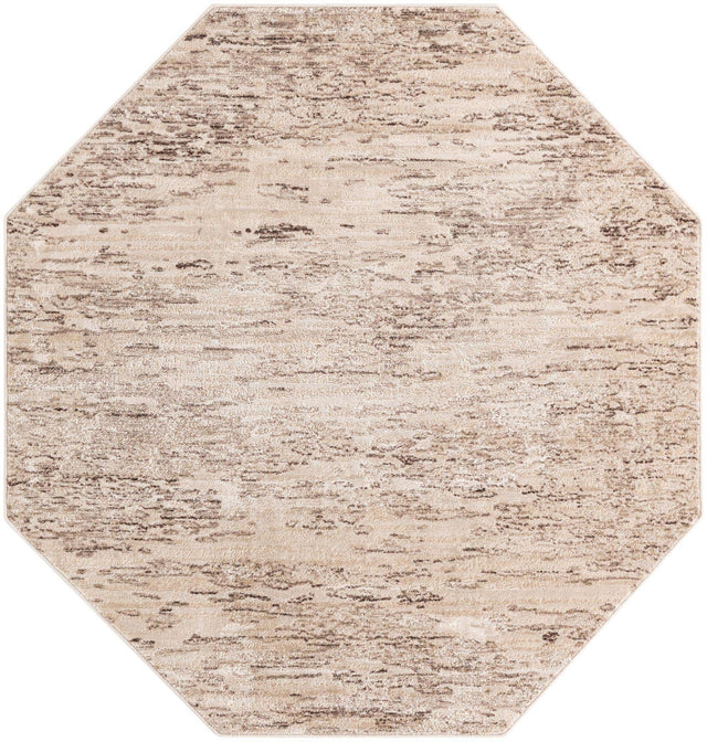 Brown 7' x 7' Oasis Octagon Area Rug 65% Polypropylene & 35% Polyester Contemporary Carpet for Living Rooms, Bedroom, Kitchen, Dining, Office for Sale at Rug Engine