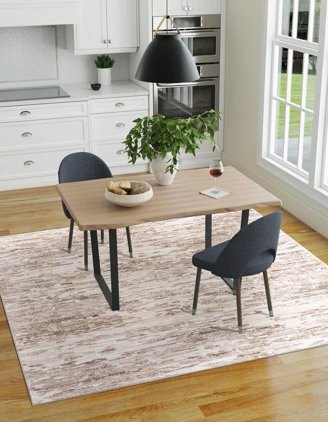 Brown 7' x 7' Oasis Square Area Rug 65% Polypropylene & 35% Polyester Contemporary Carpet for Living Rooms, Bedroom, Kitchen, Dining, Office for Sale at Rug Engine