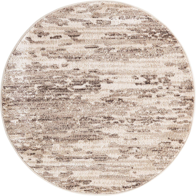 Brown 3' x 3' Oasis Round Area Rug 65% Polypropylene & 35% Polyester Contemporary Carpet for Living Rooms, Bedroom, Kitchen, Dining, Office for Sale at Rug Engine