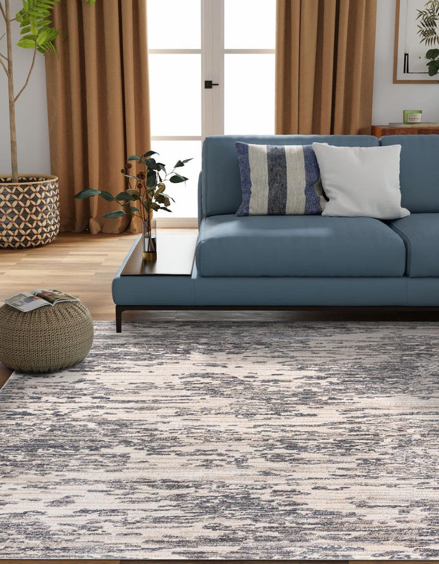 Gray 7' x 7' Oasis Square Area Rug 65% Polypropylene & 35% Polyester Contemporary Carpet for Living Rooms, Bedroom, Kitchen, Dining, Office for Sale at Rug Engine