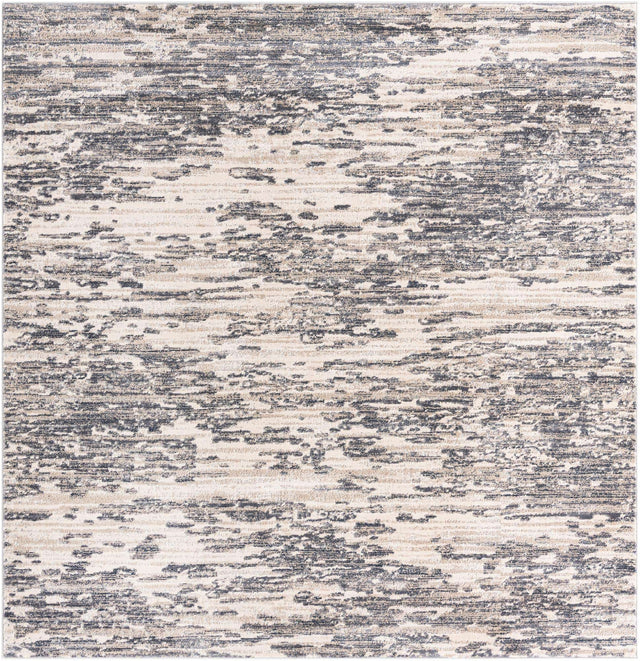 Gray 7' x 7' Oasis Square Area Rug 65% Polypropylene & 35% Polyester Contemporary Carpet for Living Rooms, Bedroom, Kitchen, Dining, Office for Sale at Rug Engine