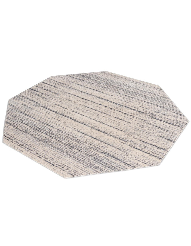 Cream 7' x 7' Oasis Octagon Area Rug 65% Polypropylene & 35% Polyester Contemporary Carpet for Living Rooms, Bedroom, Kitchen, Dining, Office for Sale at Rug Engine