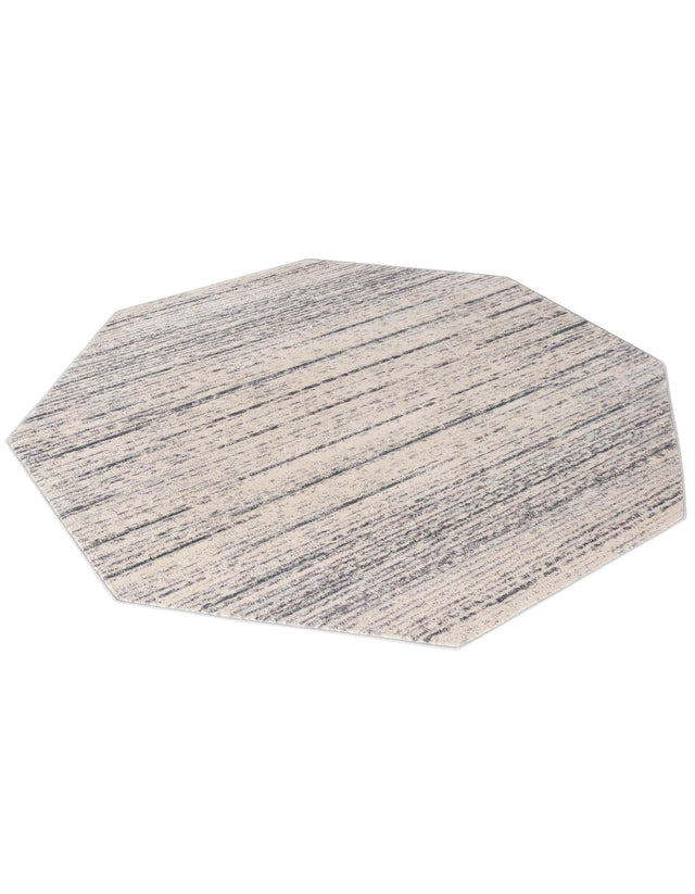Cream 7' x 7' Oasis Octagon Area Rug 65% Polypropylene & 35% Polyester Contemporary Carpet for Living Rooms, Bedroom, Kitchen, Dining, Office for Sale at Rug Engine