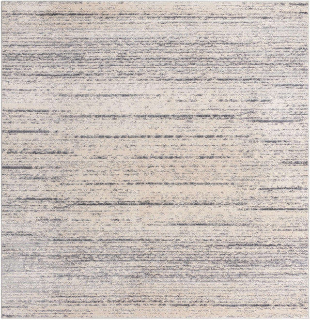 Cream 7' x 7' Oasis Square Area Rug 65% Polypropylene & 35% Polyester Contemporary Carpet for Living Rooms, Bedroom, Kitchen, Dining, Office for Sale at Rug Engine
