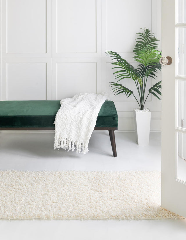 Snow White 2' 6 x 16' 5 Comfort Solid Shag Runner Area Rug Thick Soft Touch Fluffy & Plush Shaggy Pile 100% Polypropylene for Living Room, Office, Bedroom for Sale at Rug Engine