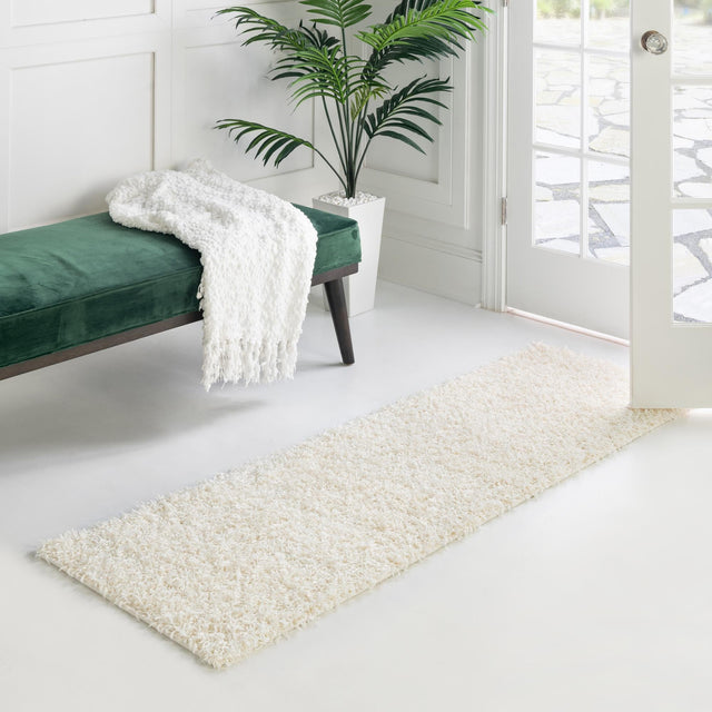 Snow White 2' 6 x 16' 5 Comfort Solid Shag Runner Area Rug Thick Soft Touch Fluffy & Plush Shaggy Pile 100% Polypropylene for Living Room, Office, Bedroom for Sale at Rug Engine