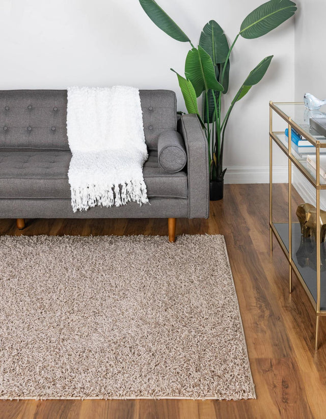 Taupe 3' 3 x 5' 3 Comfort Solid Shag Rectangle Area Rug Thick Soft Touch Fluffy & Plush Shaggy Pile 100% Polypropylene for Living Room, Office, Bedroom for Sale at Rug Engine