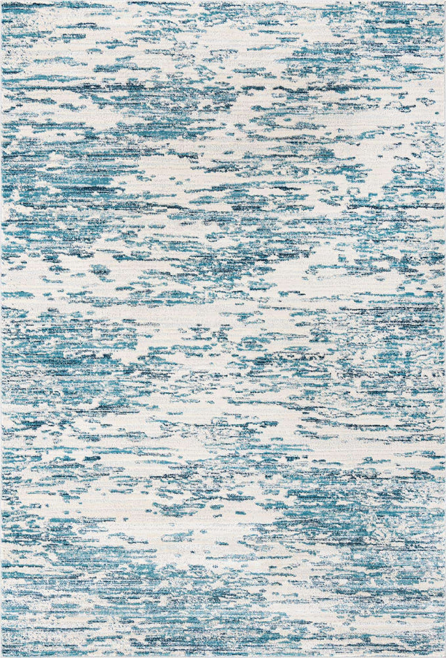 Blue 7' x 10' Oasis Rectangle Area Rug 65% Polypropylene & 35% Polyester Contemporary Carpet for Living Rooms, Bedroom, Kitchen, Dining, Office for Sale at Rug Engine