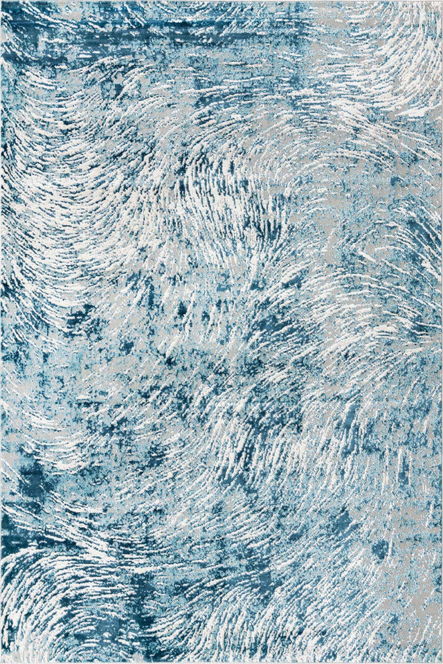 Blue 7' x 10' Oasis Rectangle Area Rug 65% Polypropylene & 35% Polyester Contemporary Carpet for Living Rooms, Bedroom, Kitchen, Dining, Office for Sale at Rug Engine