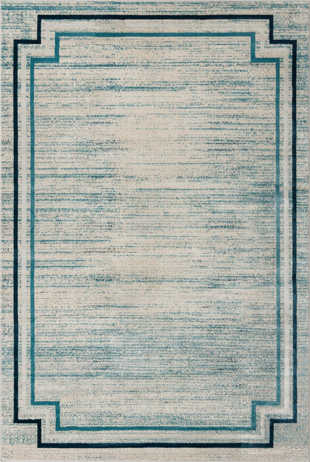 Blue 7' x 10' Oasis Rectangle Area Rug 65% Polypropylene & 35% Polyester Contemporary Carpet for Living Rooms, Bedroom, Kitchen, Dining, Office for Sale at Rug Engine