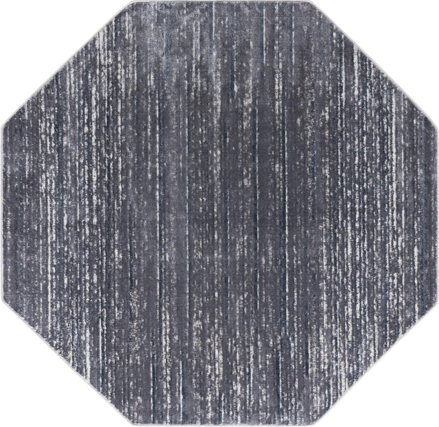 Gray 7' x 7' Oasis Octagon Area Rug 65% Polypropylene & 35% Polyester Contemporary Carpet for Living Rooms, Bedroom, Kitchen, Dining, Office for Sale at Rug Engine