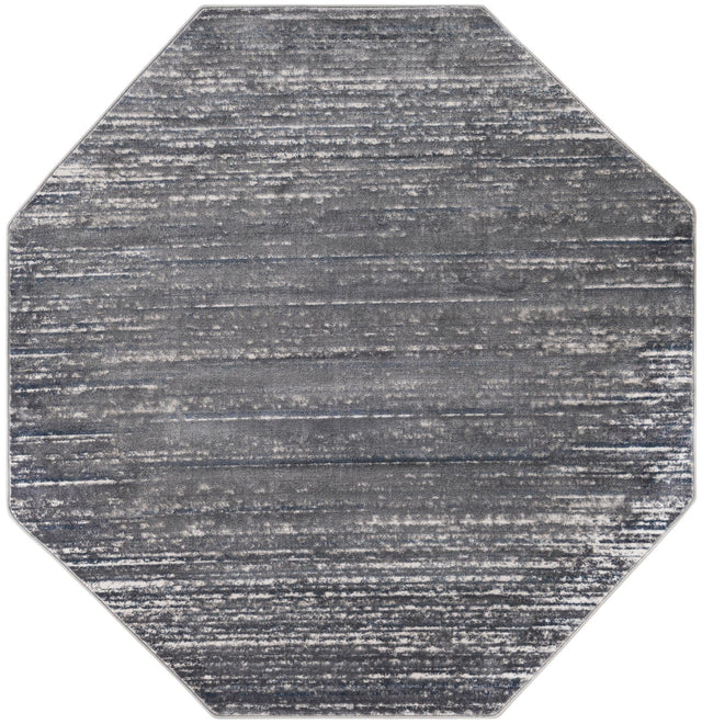 Gray 7' x 7' Oasis Octagon Area Rug 65% Polypropylene & 35% Polyester Contemporary Carpet for Living Rooms, Bedroom, Kitchen, Dining, Office for Sale at Rug Engine