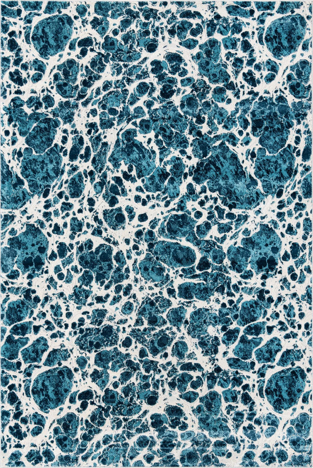 Blue 7' x 10' Oasis Rectangle Area Rug 65% Polypropylene & 35% Polyester Contemporary Carpet for Living Rooms, Bedroom, Kitchen, Dining, Office for Sale at Rug Engine