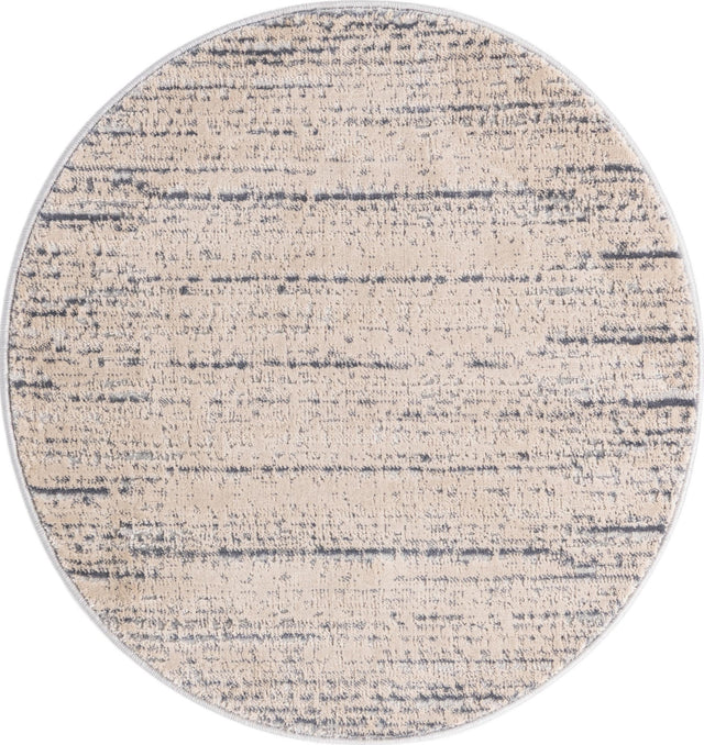 Cream 3' x 3' Oasis Round Area Rug 65% Polypropylene & 35% Polyester Contemporary Carpet for Living Rooms, Bedroom, Kitchen, Dining, Office for Sale at Rug Engine