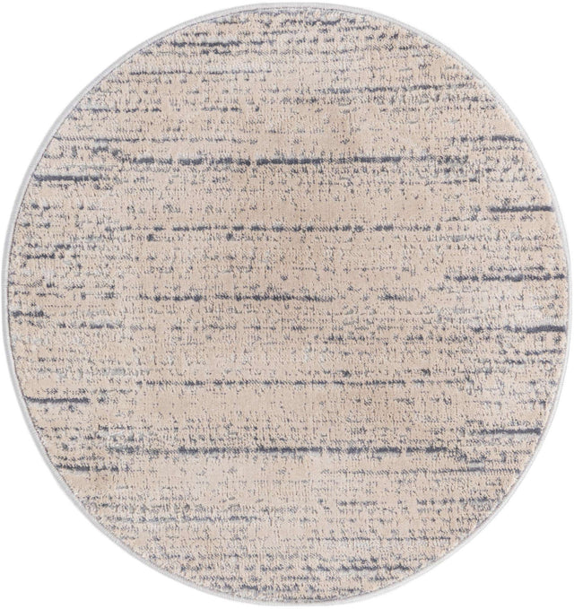 Cream 3' x 3' Oasis Round Area Rug 65% Polypropylene & 35% Polyester Contemporary Carpet for Living Rooms, Bedroom, Kitchen, Dining, Office for Sale at Rug Engine
