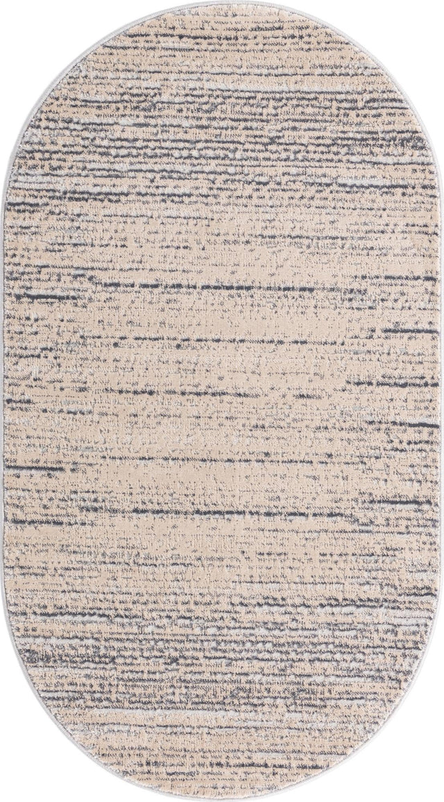 Cream 3' x 5' 3 Oasis Oval Area Rug 65% Polypropylene & 35% Polyester Contemporary Carpet for Living Rooms, Bedroom, Kitchen, Dining, Office for Sale at Rug Engine