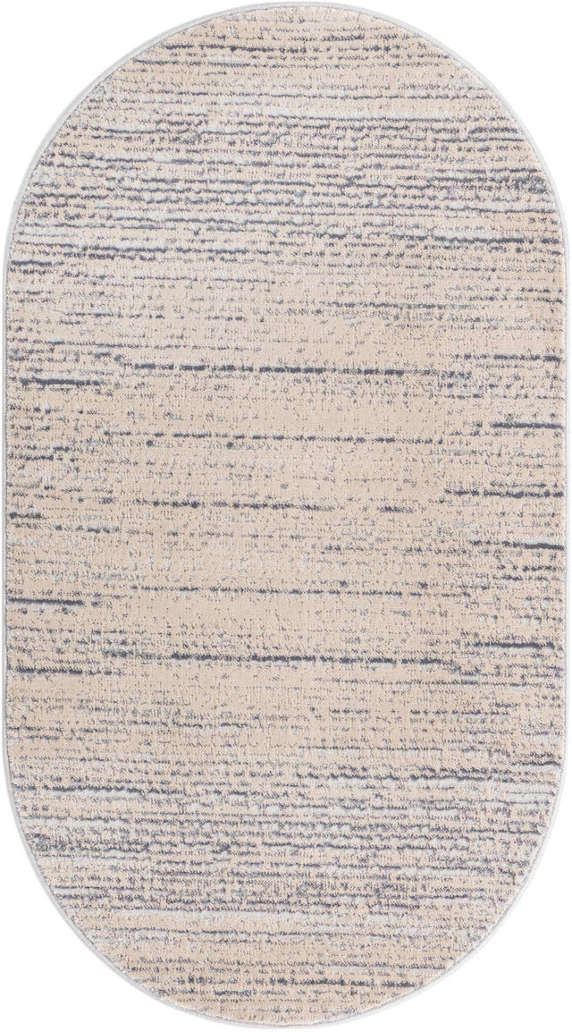 Cream 3' x 5' 3 Oasis Oval Area Rug 65% Polypropylene & 35% Polyester Contemporary Carpet for Living Rooms, Bedroom, Kitchen, Dining, Office for Sale at Rug Engine