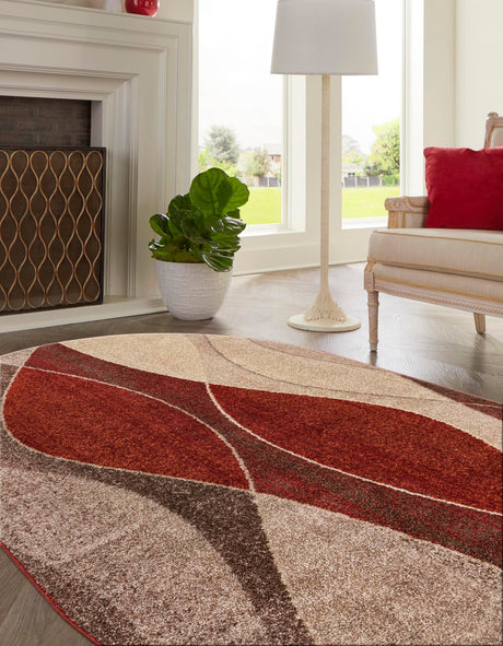 Multicolor 4' 1 x 6' 1 Autumn Oval Area Rug 100% Polypropylene Durable Jute Backing Living Dining Room Bedroom Office Modern Decor Carpet for Sale at Rug Engine