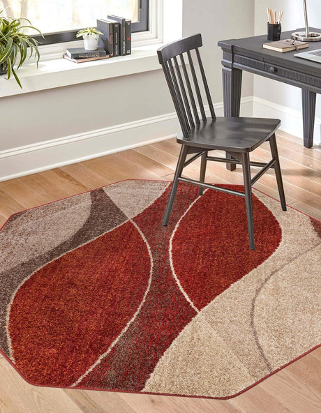 Multicolor 7' 10 x 7' 10 Autumn Octagon Area Rug 100% Polypropylene Durable Jute Backing Living Dining Room Bedroom Office Modern Decor Carpet for Sale at Rug Engine