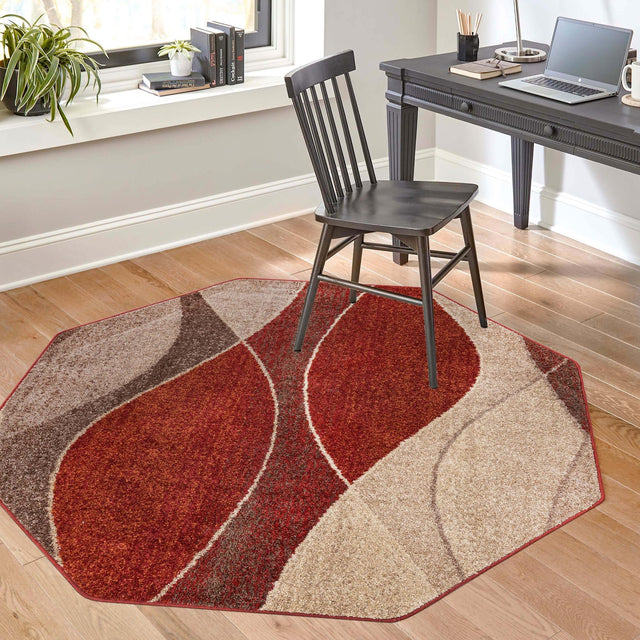 Multicolor 7' 10 x 7' 10 Autumn Octagon Area Rug 100% Polypropylene Durable Jute Backing Living Dining Room Bedroom Office Modern Decor Carpet for Sale at Rug Engine