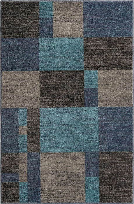 Blue Gray 4' 1 x 6' 1 Autumn Rectangle Area Rug 100% Polypropylene Durable Jute Backing Living Dining Room Bedroom Office Modern Decor Carpet for Sale at Rug Engine