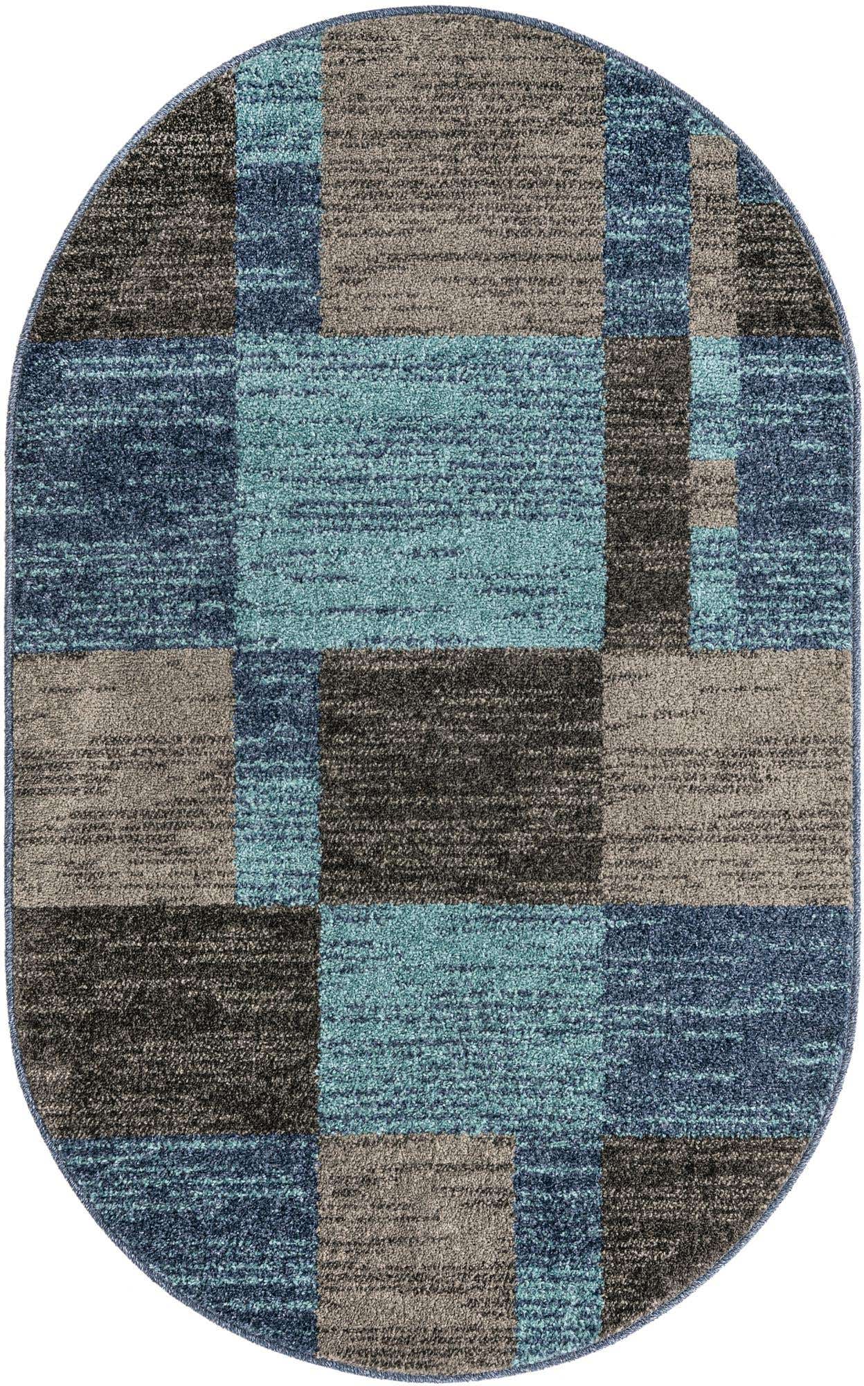 Blue Gray 3' 1 x 5' 3 Autumn Oval Area Rug 100% Polypropylene Durable Jute Backing Living Dining Room Bedroom Office Modern Decor Carpet for Sale at Rug Engine