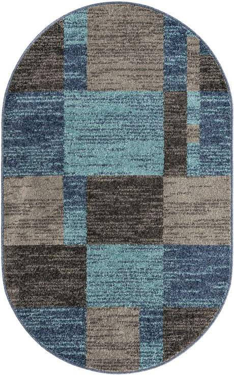 Blue Gray 3' 1 x 5' 3 Autumn Oval Area Rug 100% Polypropylene Durable Jute Backing Living Dining Room Bedroom Office Modern Decor Carpet for Sale at Rug Engine
