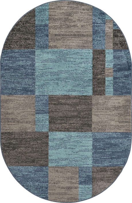 Blue Gray 5' 3 x 8' Autumn Oval Area Rug 100% Polypropylene Durable Jute Backing Living Dining Room Bedroom Office Modern Decor Carpet for Sale at Rug Engine