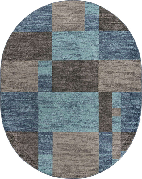 Blue Gray 7' 10 x 10' Autumn Oval Area Rug 100% Polypropylene Durable Jute Backing Living Dining Room Bedroom Office Modern Decor Carpet for Sale at Rug Engine
