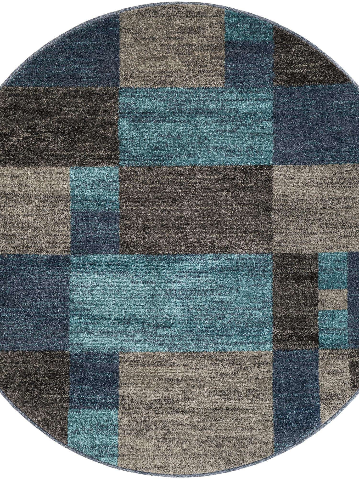 Blue Gray 5' 3 x 5' 3 Autumn Round Area Rug 100% Polypropylene Durable Jute Backing Living Dining Room Bedroom Office Modern Decor Carpet for Sale at Rug Engine
