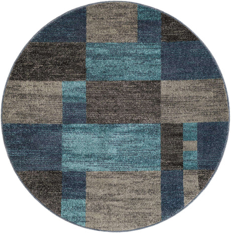 Blue Gray 5' 3 x 5' 3 Autumn Round Area Rug 100% Polypropylene Durable Jute Backing Living Dining Room Bedroom Office Modern Decor Carpet for Sale at Rug Engine