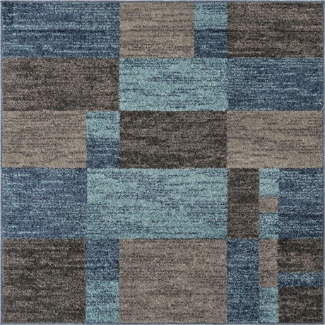 Blue Gray 5' 3 x 5' 3 Autumn Square Area Rug 100% Polypropylene Durable Jute Backing Living Dining Room Bedroom Office Modern Decor Carpet for Sale at Rug Engine