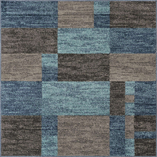 Blue Gray 5' 3 x 5' 3 Autumn Square Area Rug 100% Polypropylene Durable Jute Backing Living Dining Room Bedroom Office Modern Decor Carpet for Sale at Rug Engine