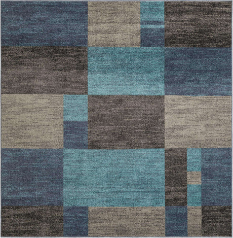 Blue Gray 7' 10 x 7' 10 Autumn Square Area Rug 100% Polypropylene Durable Jute Backing Living Dining Room Bedroom Office Modern Decor Carpet for Sale at Rug Engine