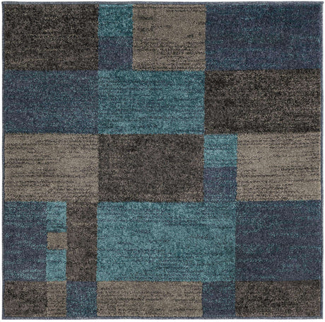 Blue Gray 4' 1 x 4' 1 Autumn Square Area Rug 100% Polypropylene Durable Jute Backing Living Dining Room Bedroom Office Modern Decor Carpet for Sale at Rug Engine