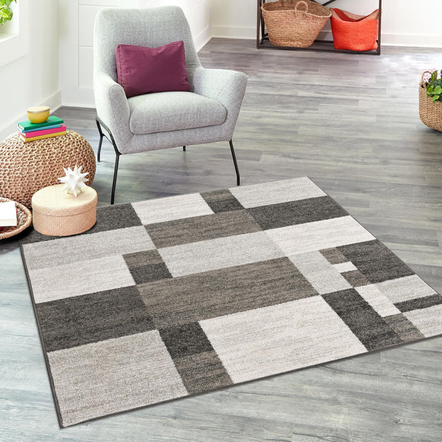 Gray 5' 3 x 5' 3 Autumn Square Area Rug 100% Polypropylene Durable Jute Backing Living Dining Room Bedroom Office Modern Decor Carpet for Sale at Rug Engine