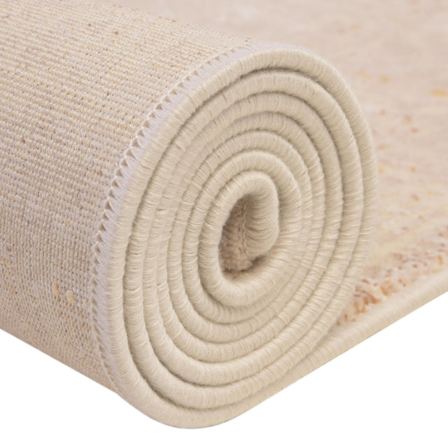 Ivory and Gold 2' 6 x 12' Deepa Runner Area Rug 100% Polyester Colorful Modern Contemporary Carpet for Home Decorating Living, Dining, Office & Bedrooms for Sale at Rug Engine