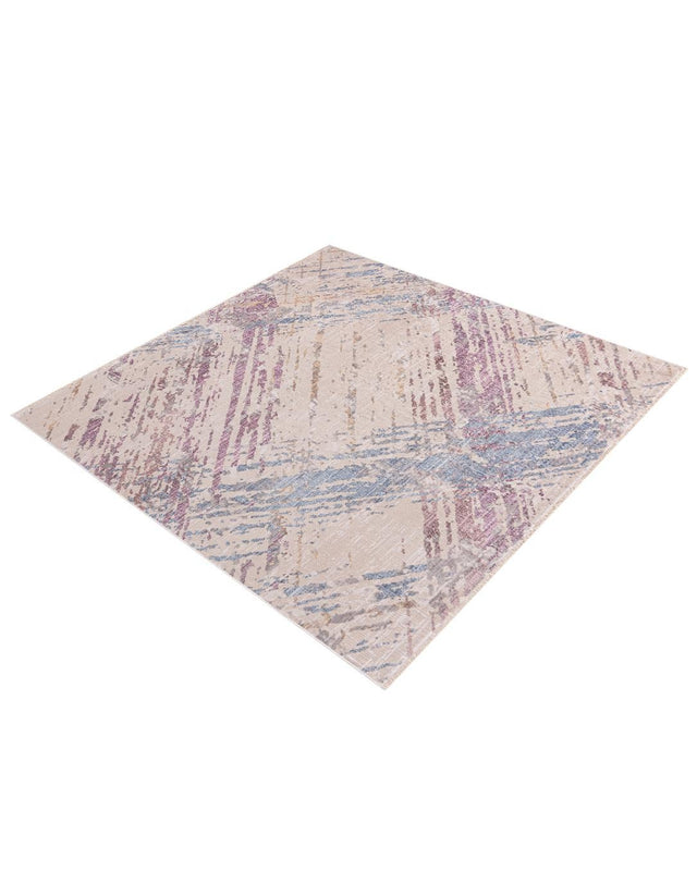 Ivory and Gray 7' 10 x 7' 10 Deepa Square Area Rug 100% Polyester Colorful Modern Contemporary Carpet for Home Decorating Living, Dining, Office & Bedrooms for Sale at Rug Engine